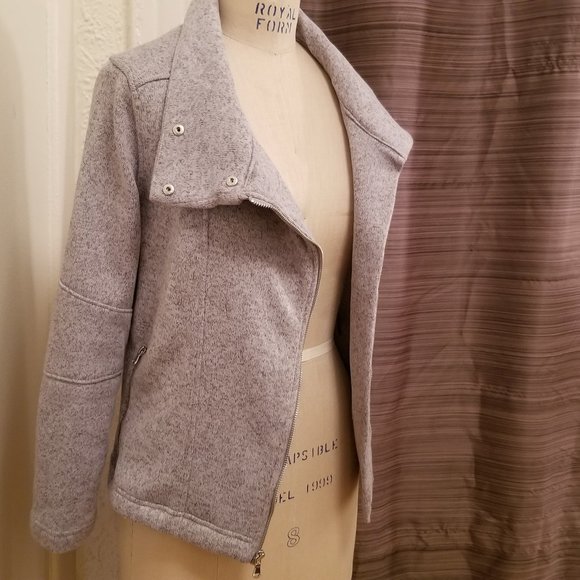 Heather Grey Moto Sweater Jacket - Picture 1 of 5